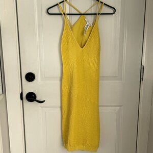 BCBGeneration Yellow Bodycon textured dress- SIZE M/L